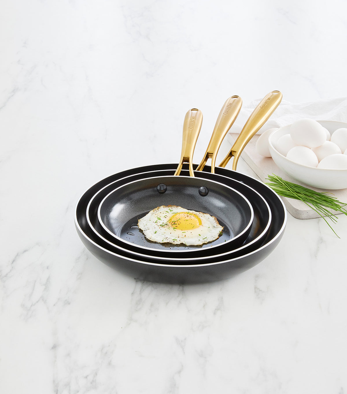Studio Open Frypan Black with Gold Handle