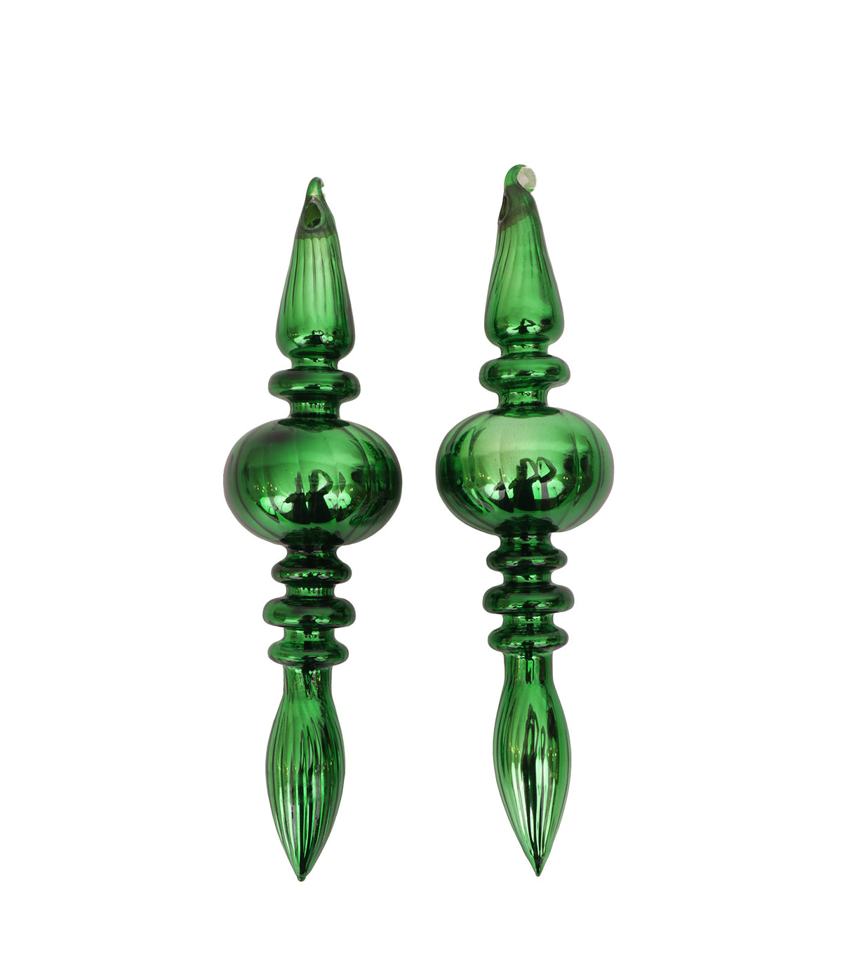 Glass Finial Set of 2 Green