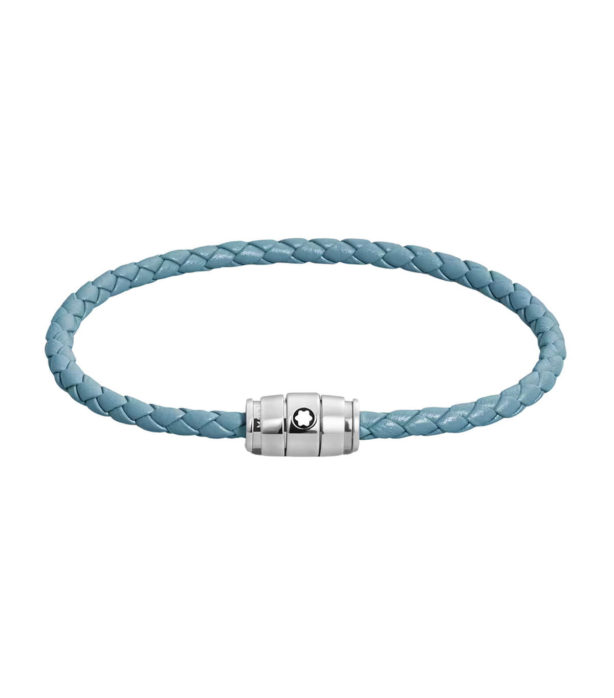 Bracelet Steel 3 Rings, Steel, Leather Smoky Blue