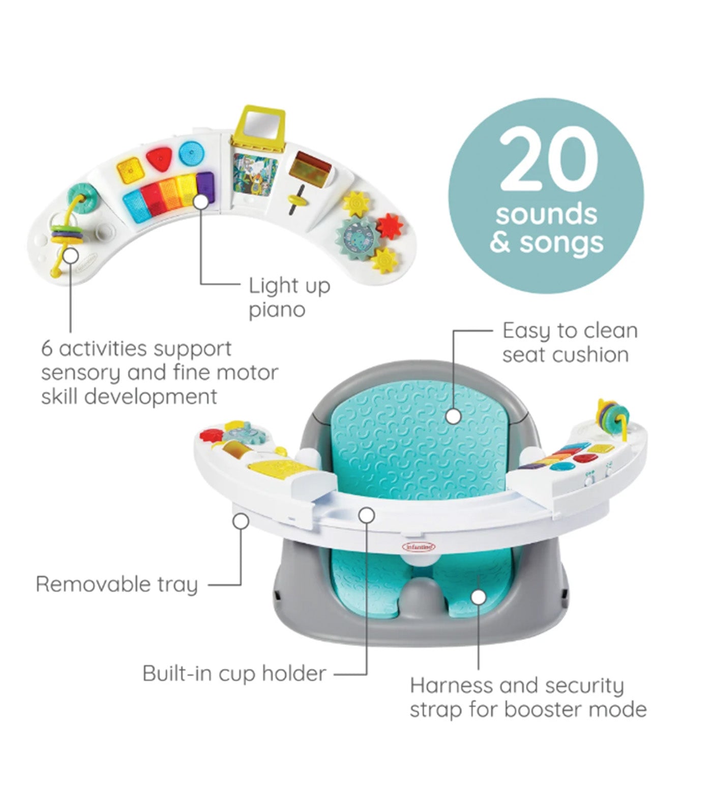 Music and Lights 3-In-1 Discovery Seat and Booster Gray/White