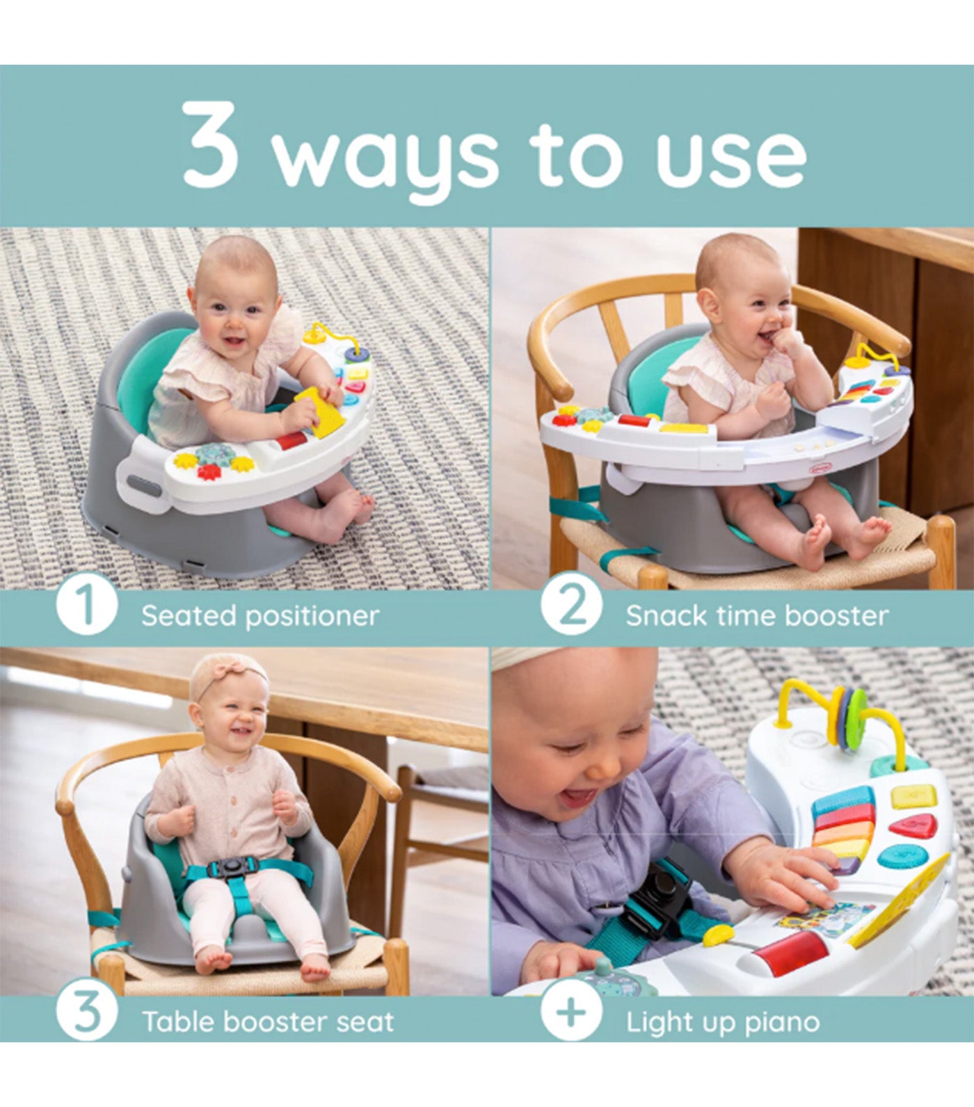 Music and Lights 3-In-1 Discovery Seat and Booster Gray/White