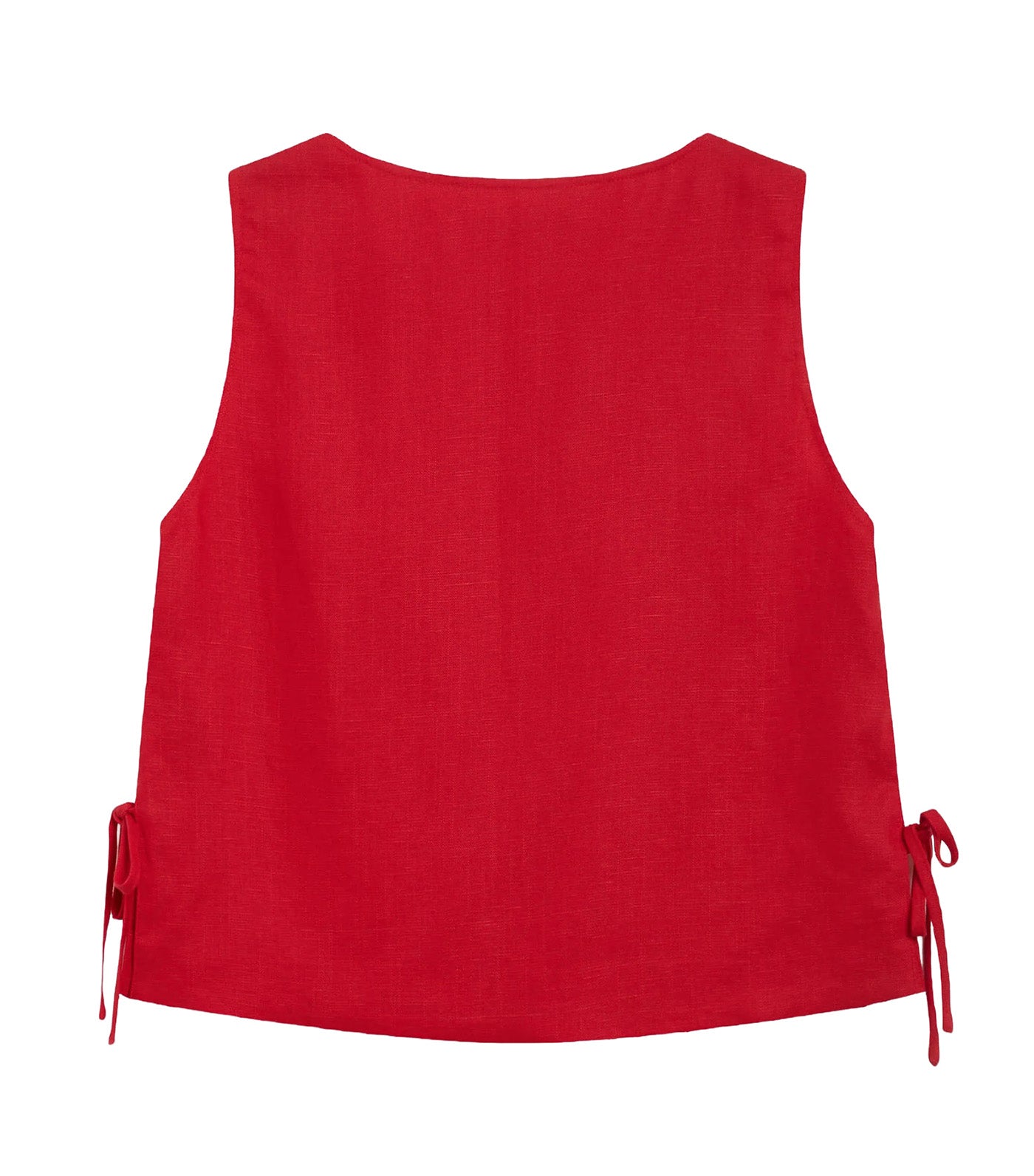 Wesca Straight-Cut Sleeveless Tie-Front Top Red