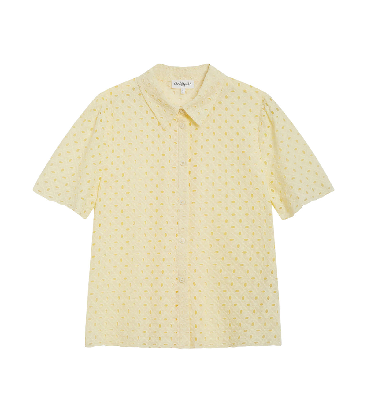 Waverine Lace Shirt with Short Sleeves Yellow