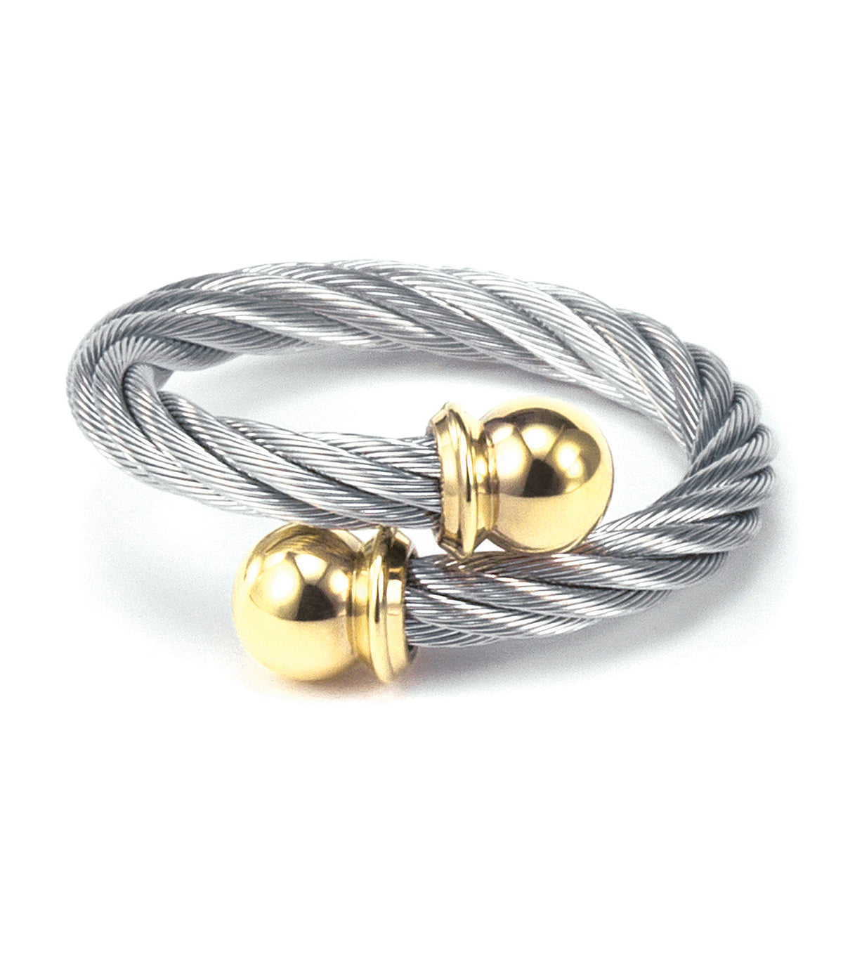 Celtic Orb Ring Stainless Steel and Yellow Gold