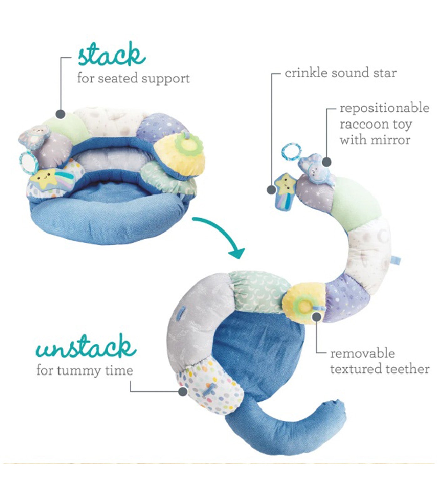 2-in-1 Tummy Time and Seated Support Blue