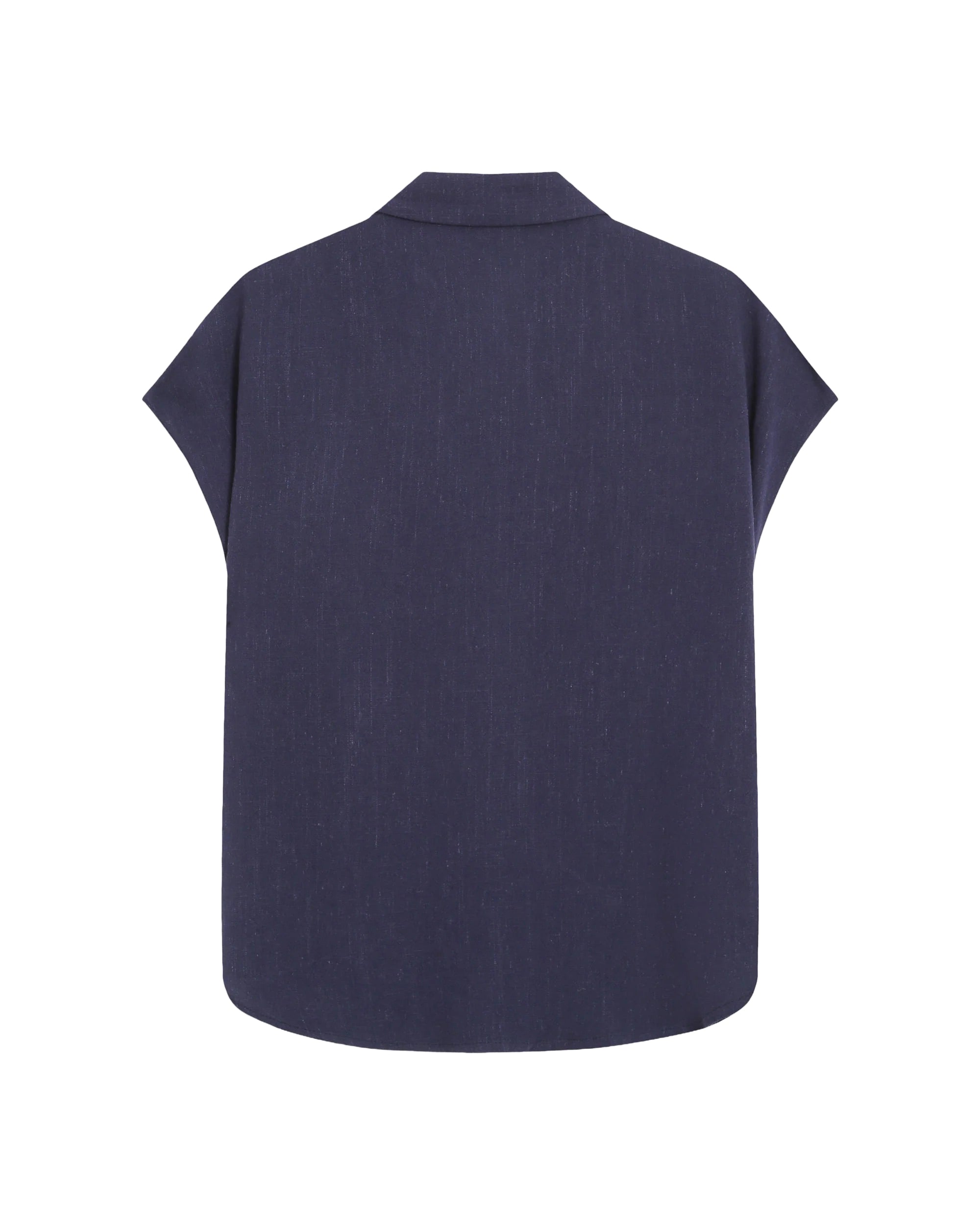 Perez Fluid Short-Sleeved Linen Shirt Navy