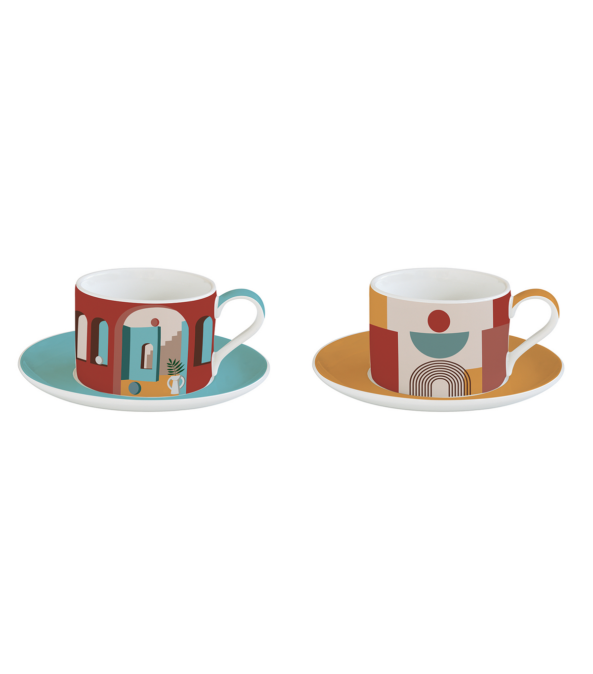 Illusion Porcelain Cup and Saucer Set of 2
