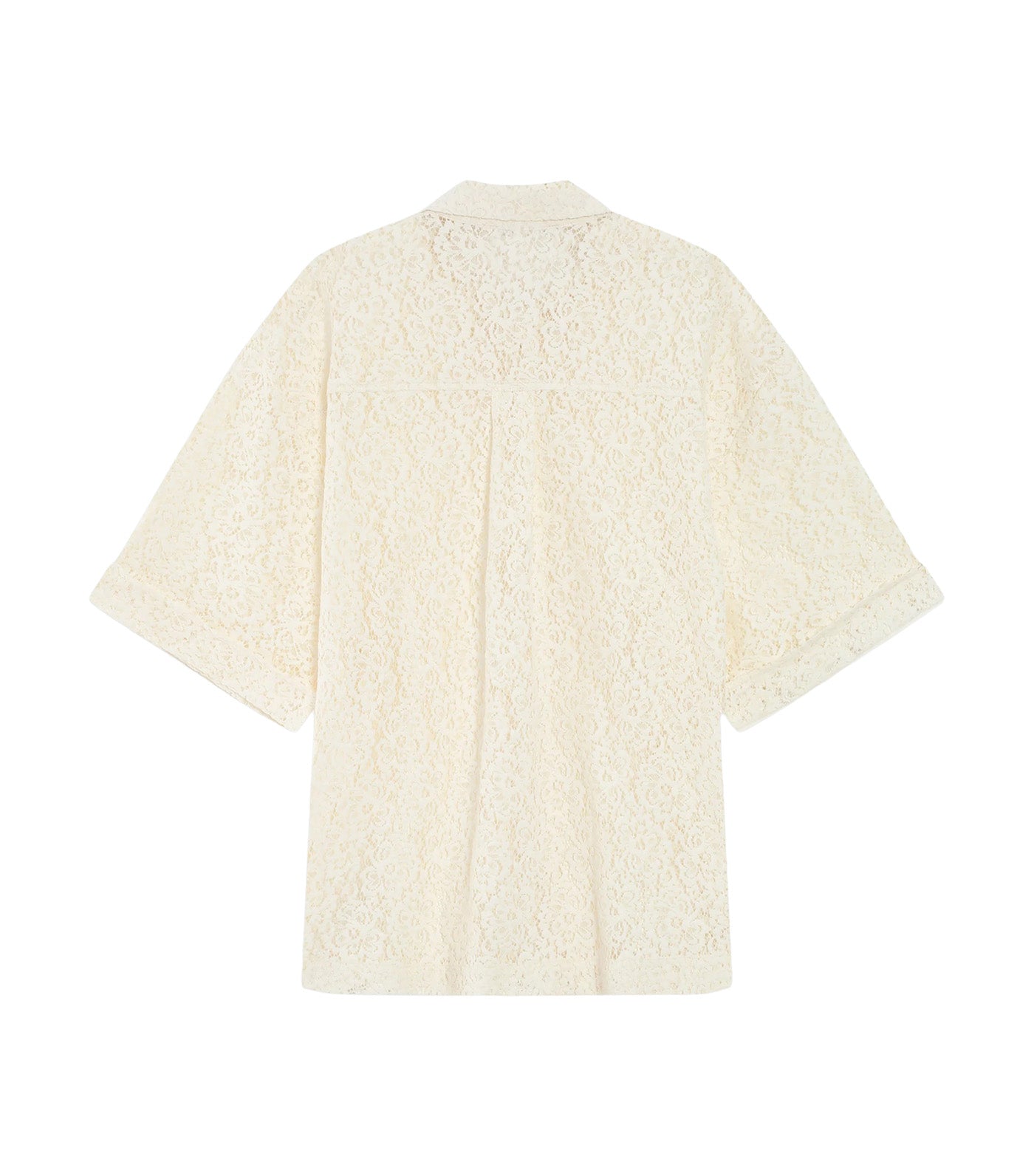 Vendel Sheer Three-Quarter-Sleeved Lace Shirt Ecru