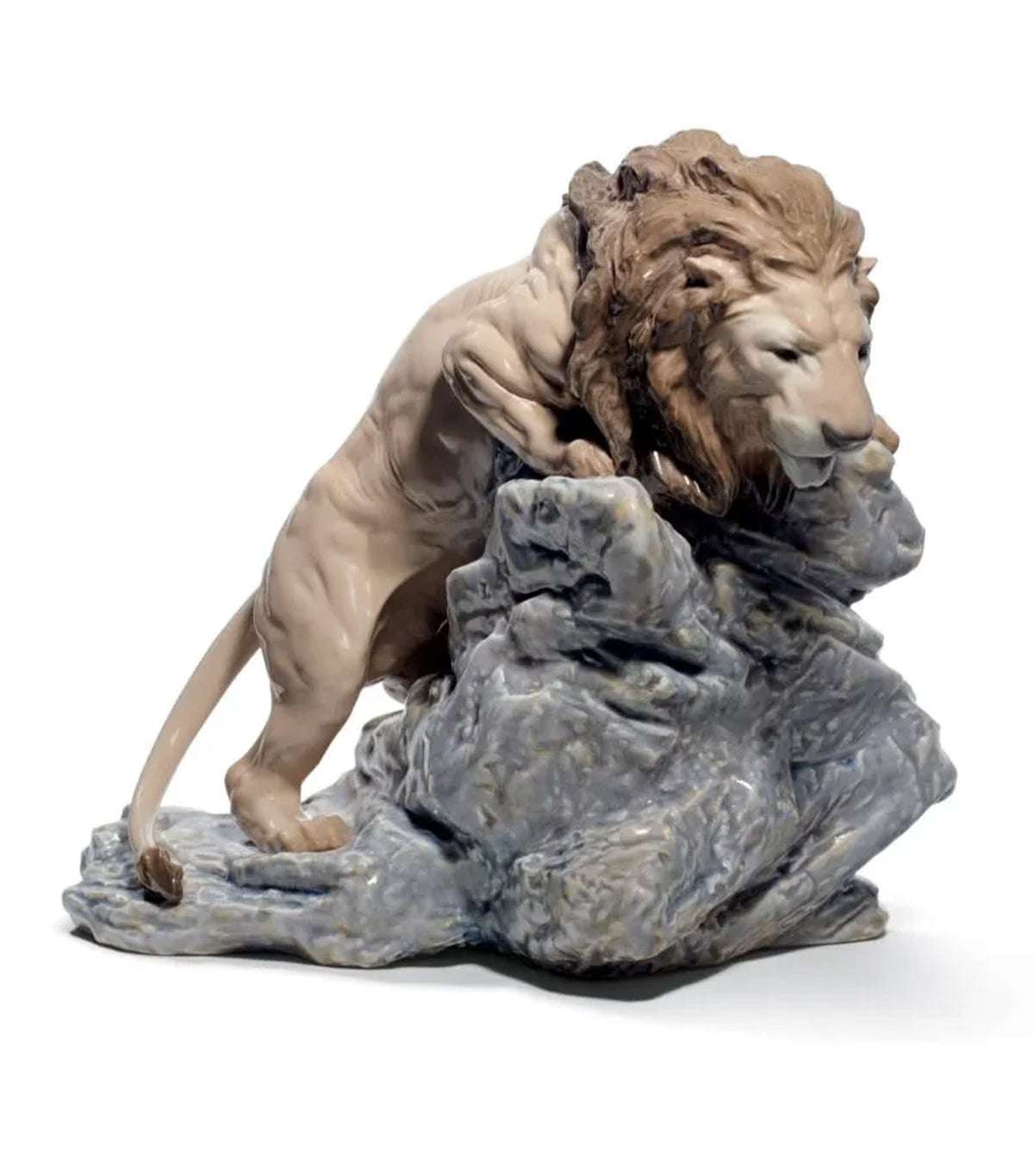 Lion Pouncing Figurine