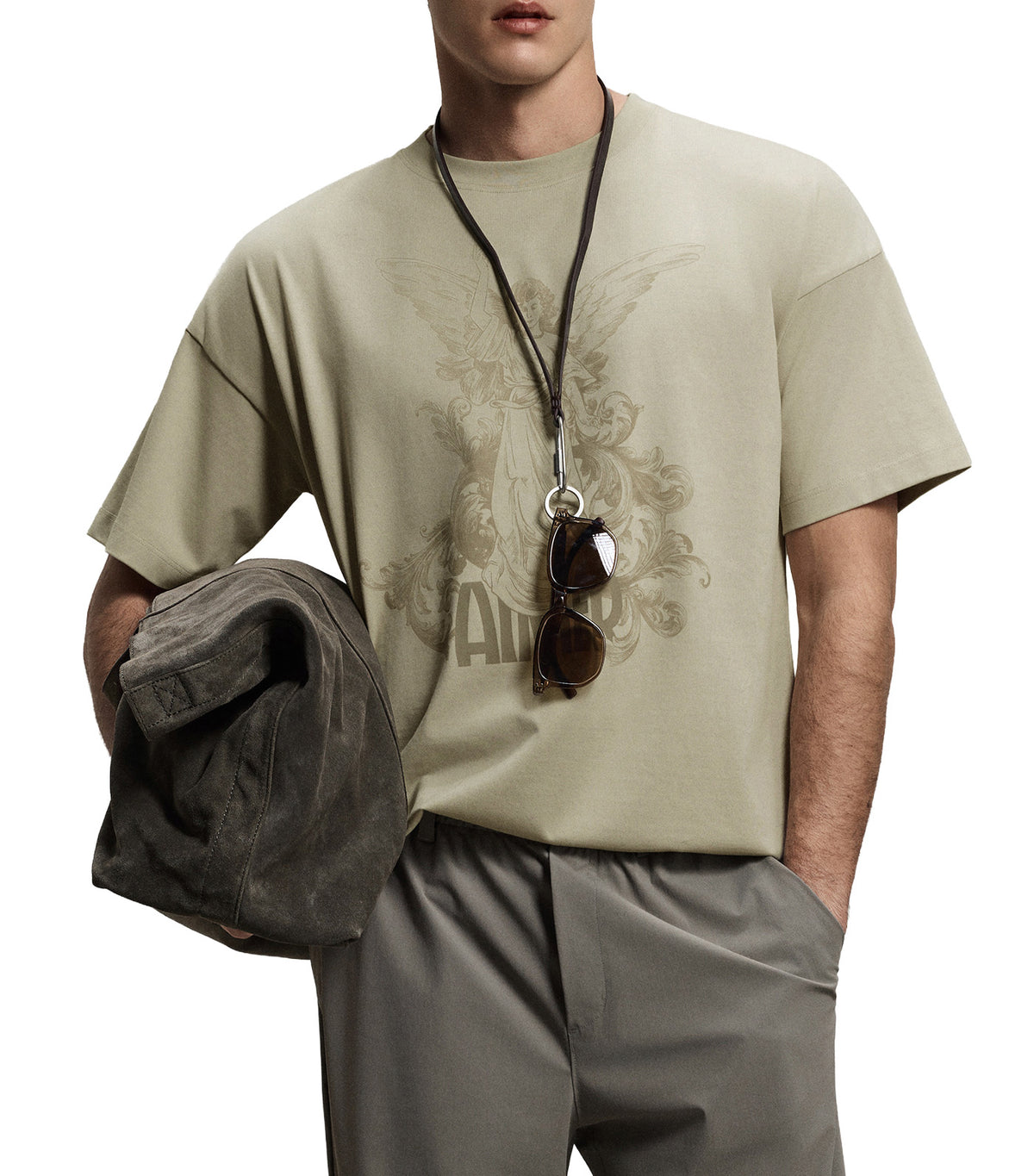 Men's Fashion Round Neck T-Shirt Light Green