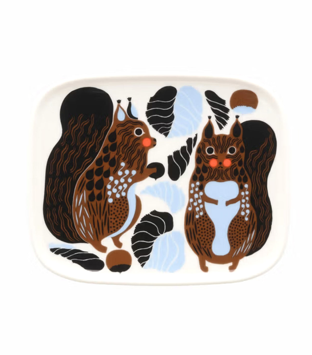 Oiva / Kurre Plate White/Brown/Black/Light Blue 12 cm