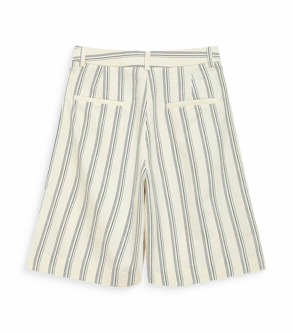 Wello Straight Cotton Pleated Bermuda Shorts Rayure