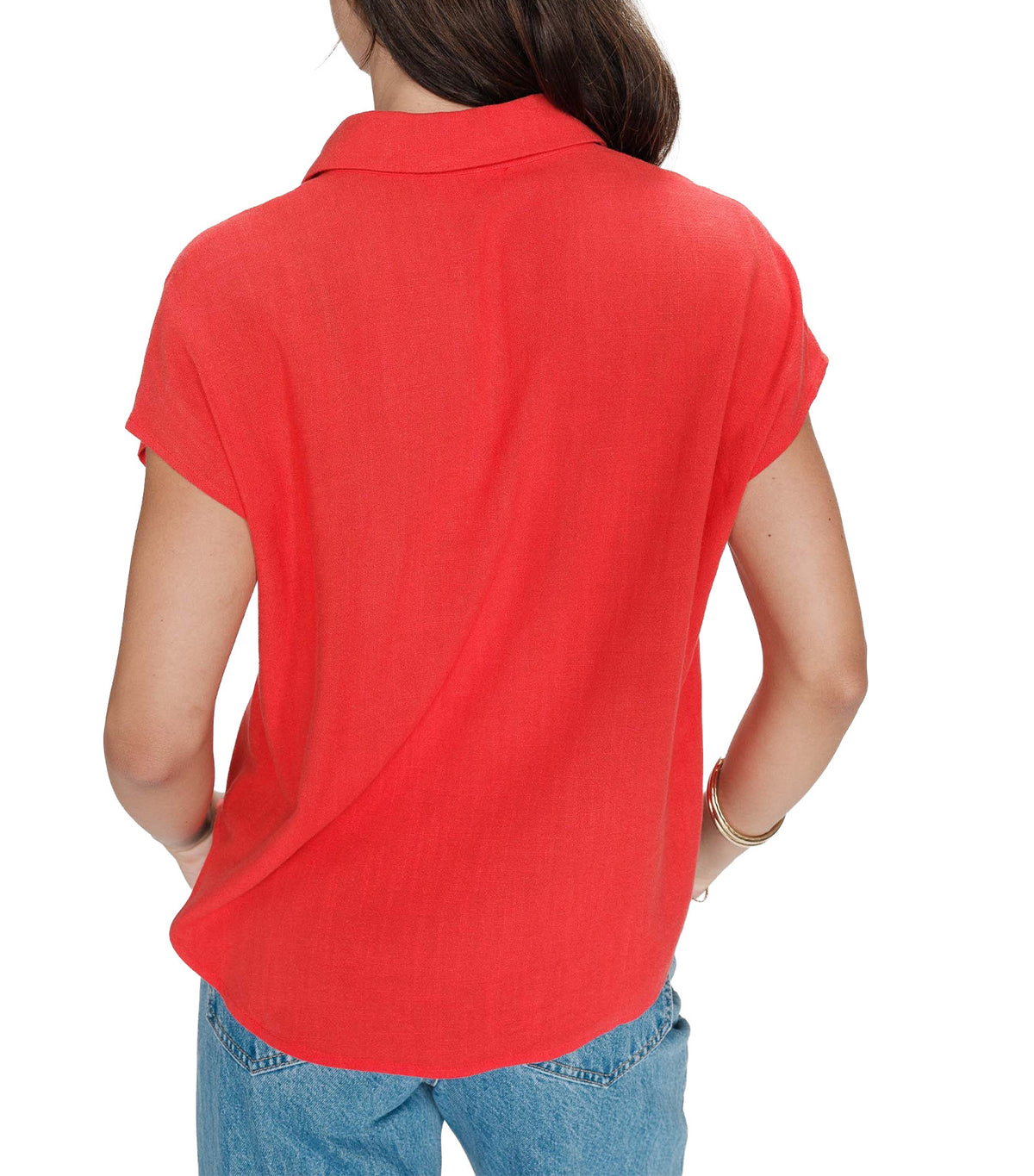 Perez Fluid Short-Sleeved Linen Shirt Blood Red