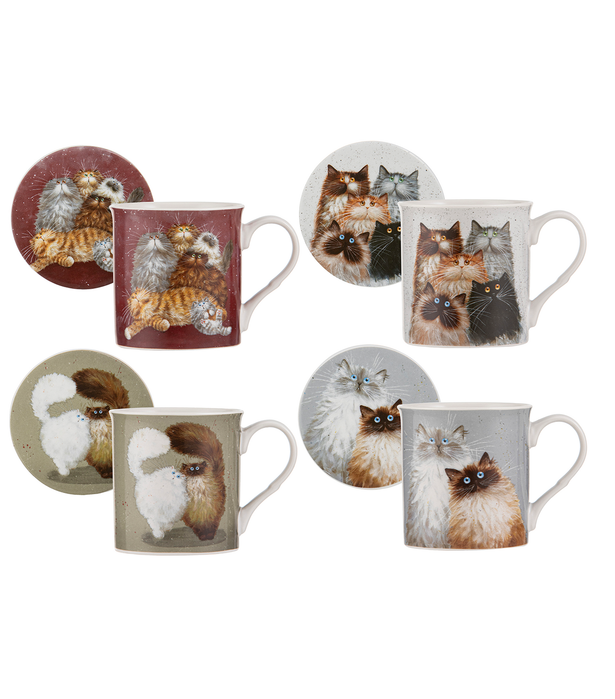 Kim's Cats Sully and Bucky Mug and Coaster Set