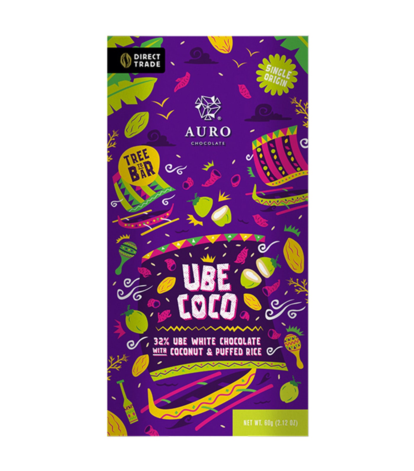Ube Coco with 32% White Chocolate and Puffed Rice