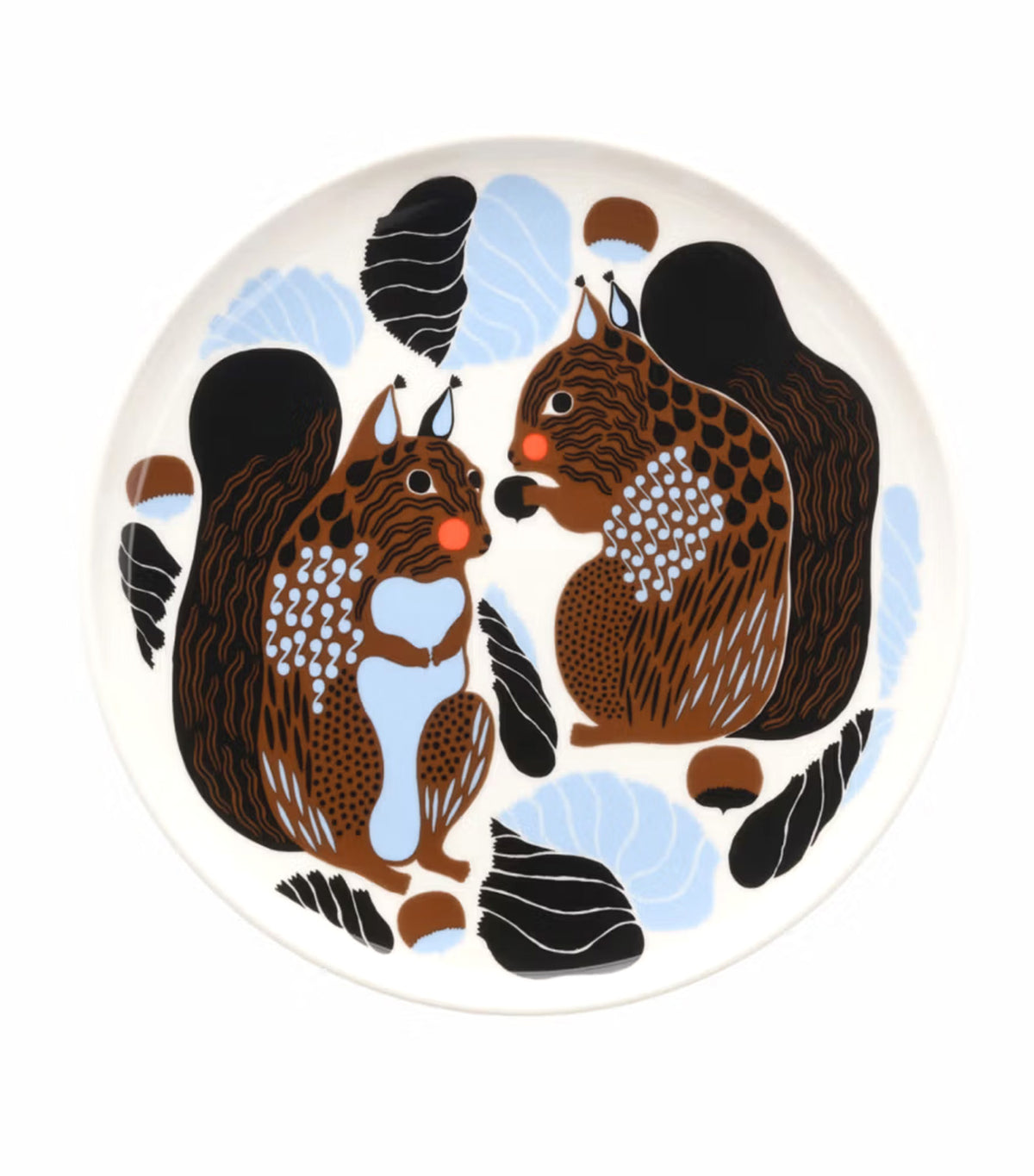 Oiva / Kurre Plate White/Brown/Black/Light Blue 20 cm