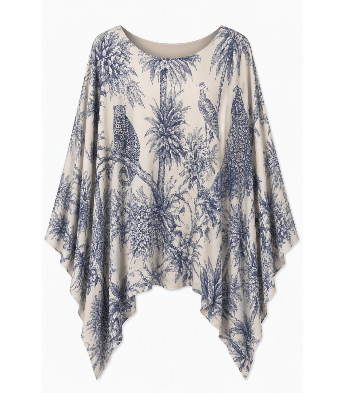 Tropical Print Overlay Blouse