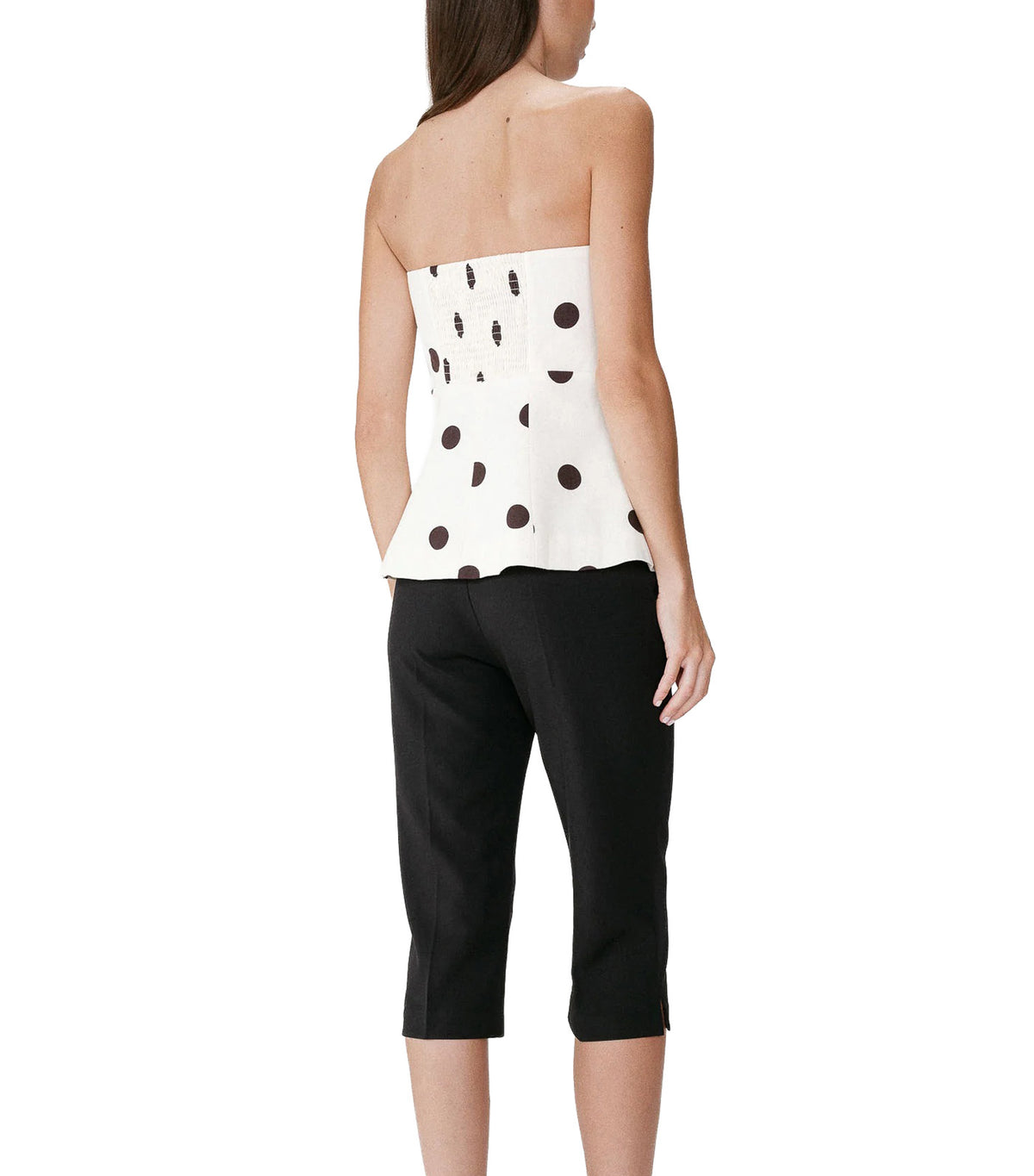 Wixie Polka-Dot Peplum Bustier Ecru
