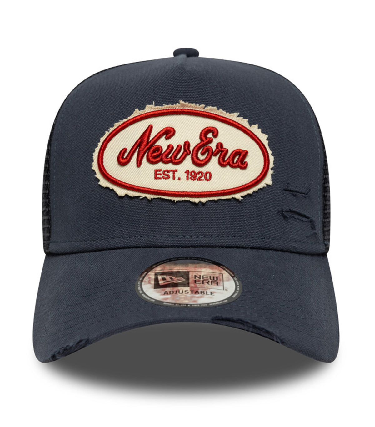 Oval Logo Canvas Distress Navy 9FORTY E-Frame Trucker Snapback Cap Navy