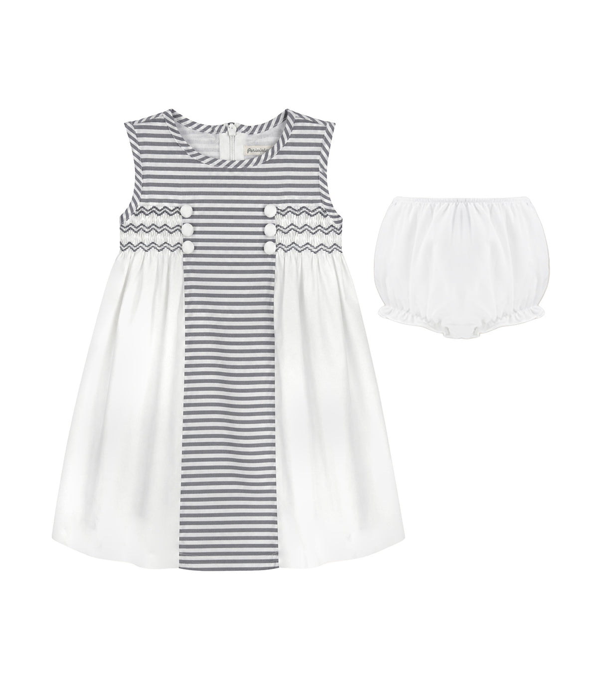 Orania Baby Girls Striped Smocked Dress Gray