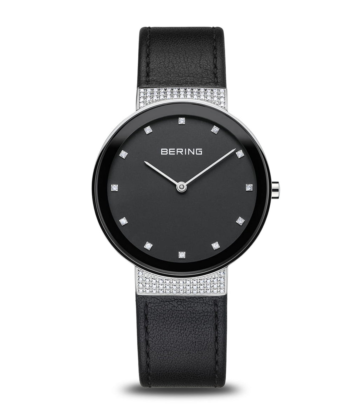 10135-4025 Women's Calfskin Strap Watch Silver/Black