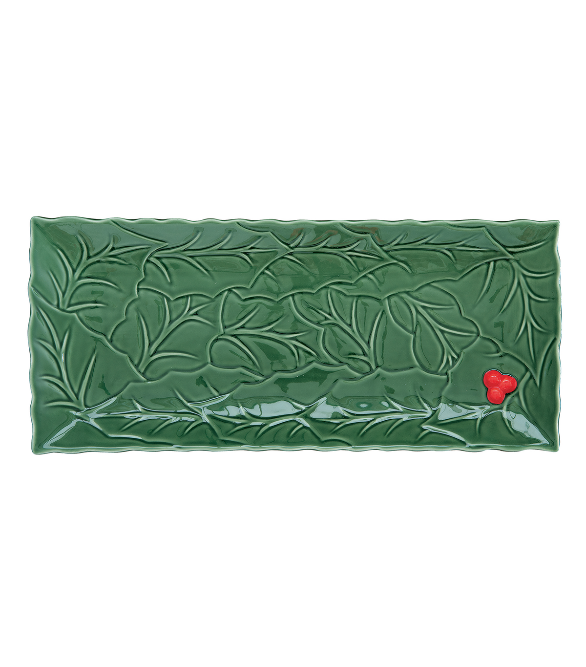 Holly & Berry Porcelain Serving Platter 37 cm Green