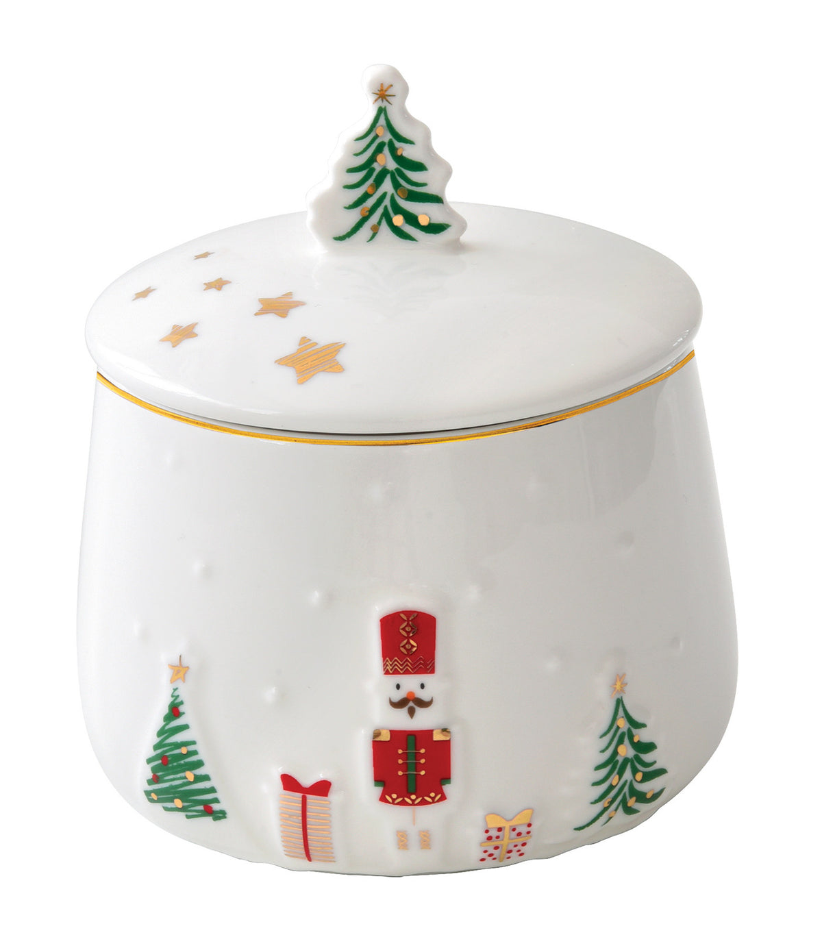 Let It Snow Porcelain Cookie Jar with Embossed Design