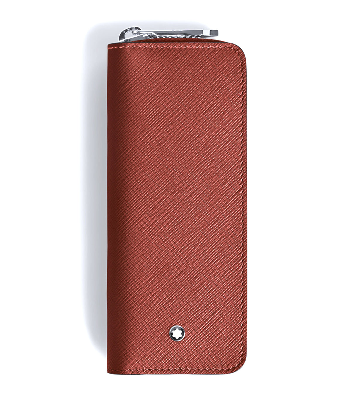 2-Pen Pouch with Zip in Sartorial Leather Red