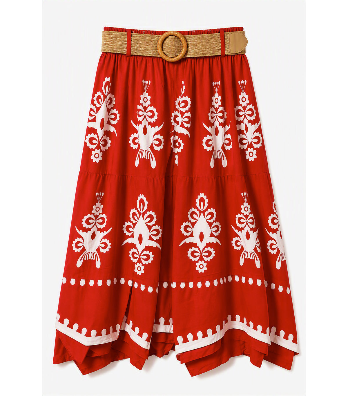 Falda with Belt Red