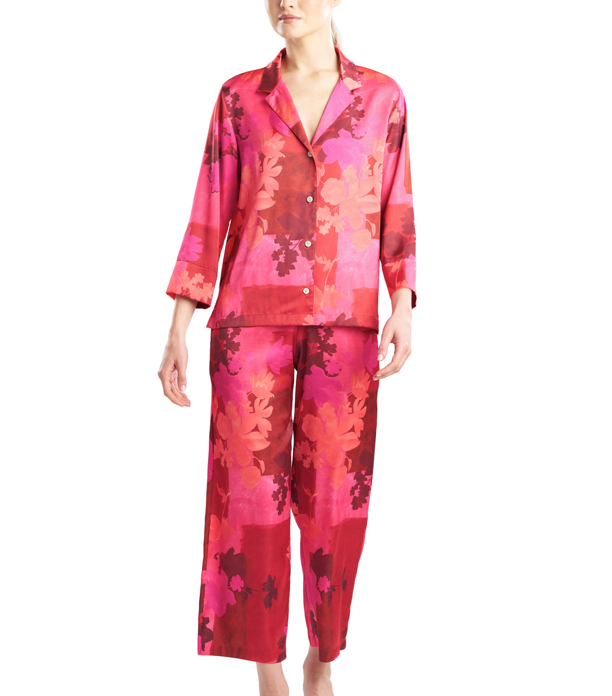Coromandel Printed Stretch Satin Notch Pajama Set Mag