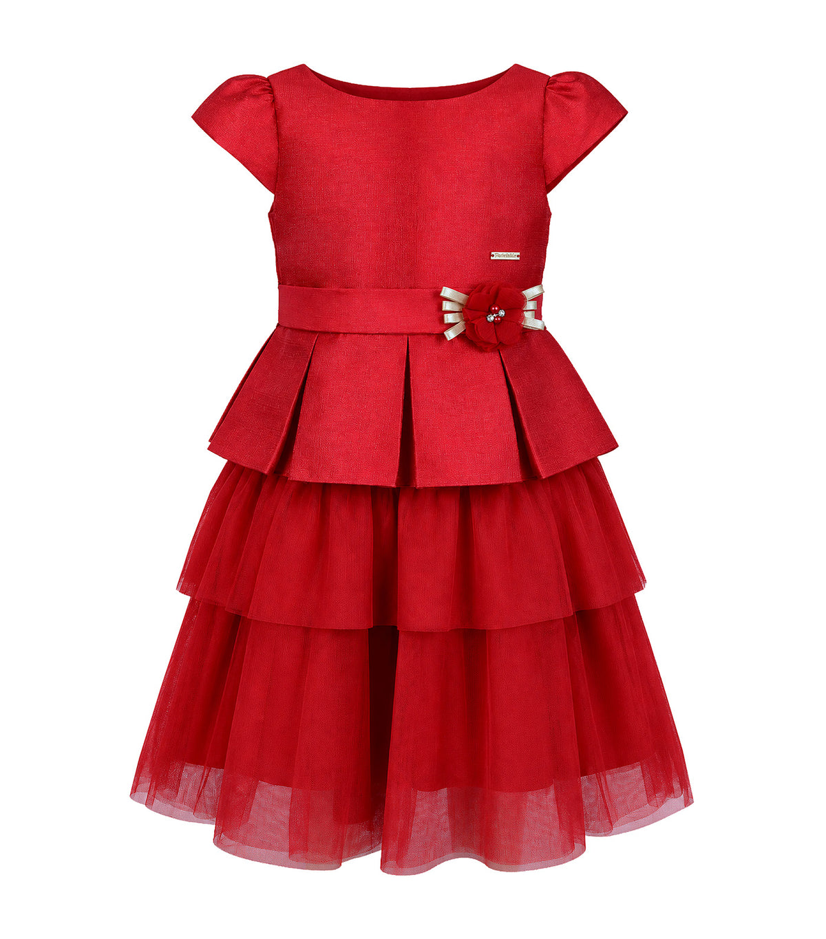April Girls Tiered Party Dress Red