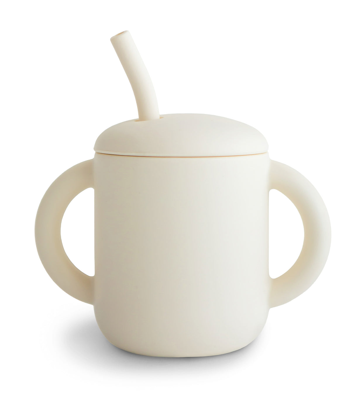 Silicone Training Cup with Straw Ivory