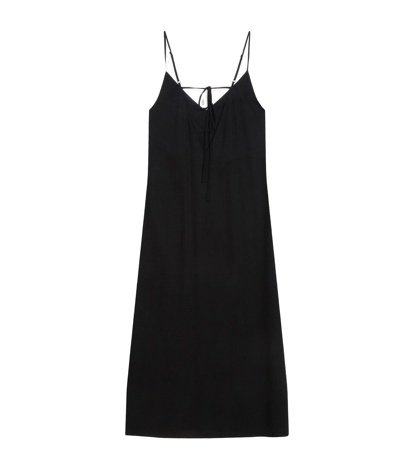 Wendra V-Neck Linen Maxi Dress Black