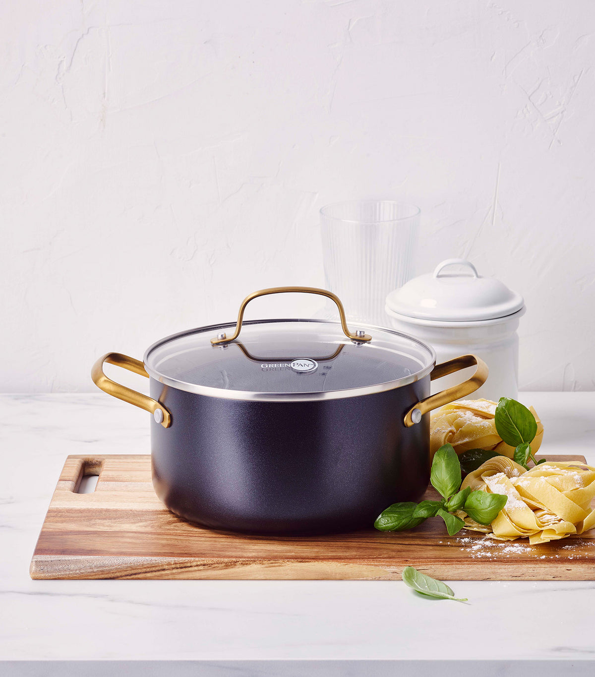 Studio Casserole with Lid Black with Gold Handle