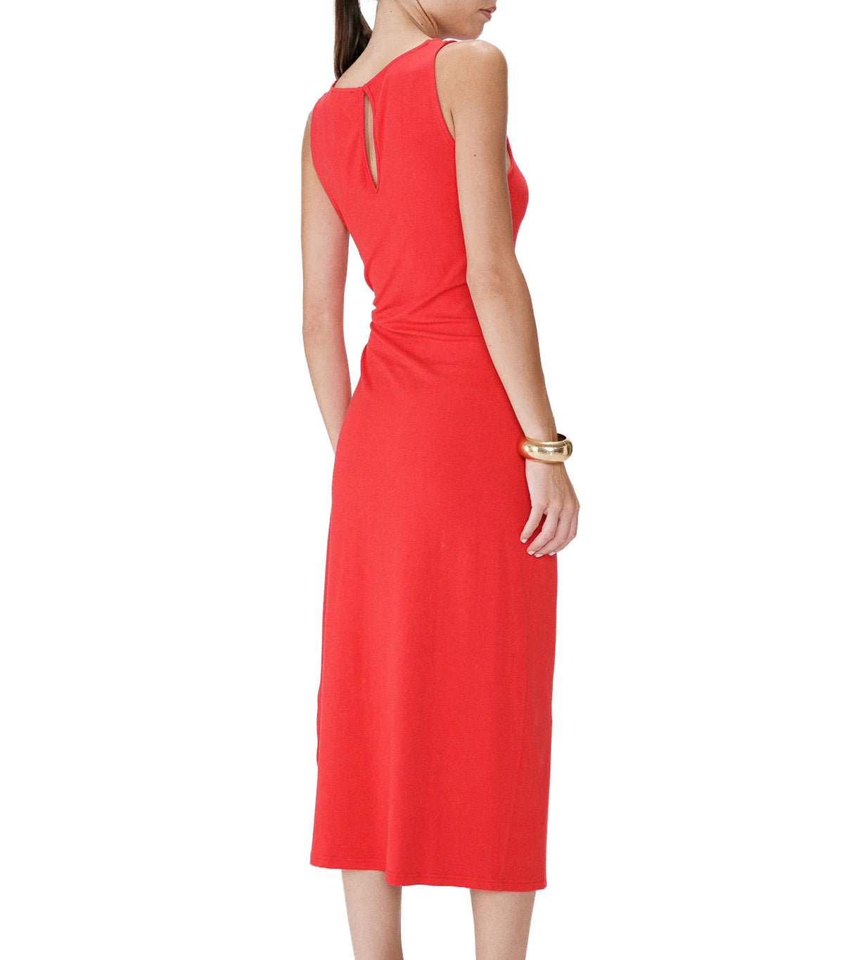 Wyla Draped Long Dress with Tie Waist Red
