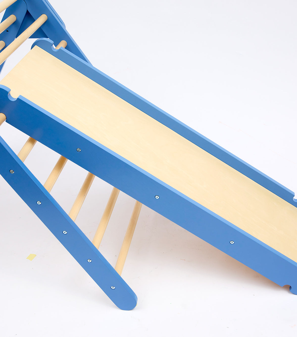 Pikler Triangle with Slide and Climb Board Blue