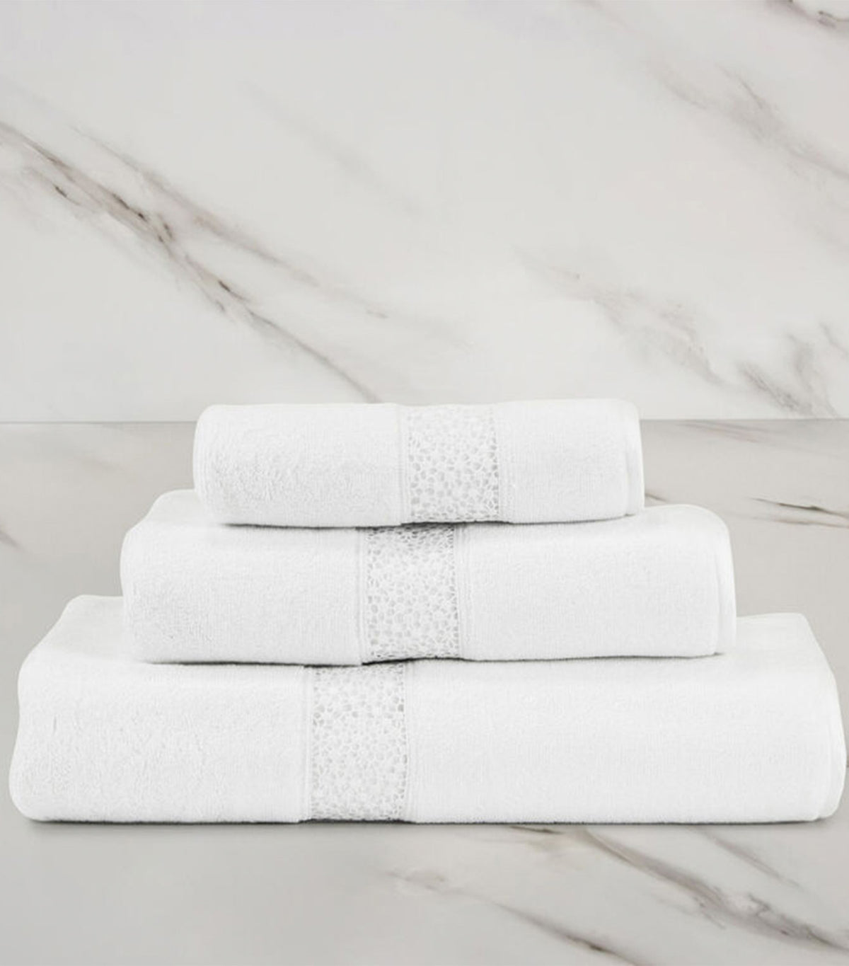 Forever Lace Bath Towel White