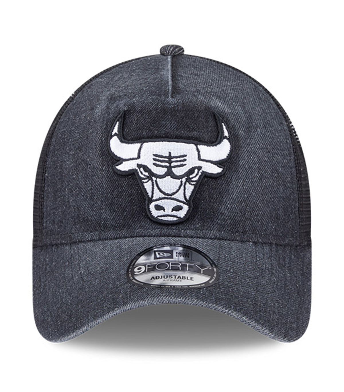 Chicago Bulls Washed Denim Q126 9FORTY A-Frame Trucker Adjustable Cap Black