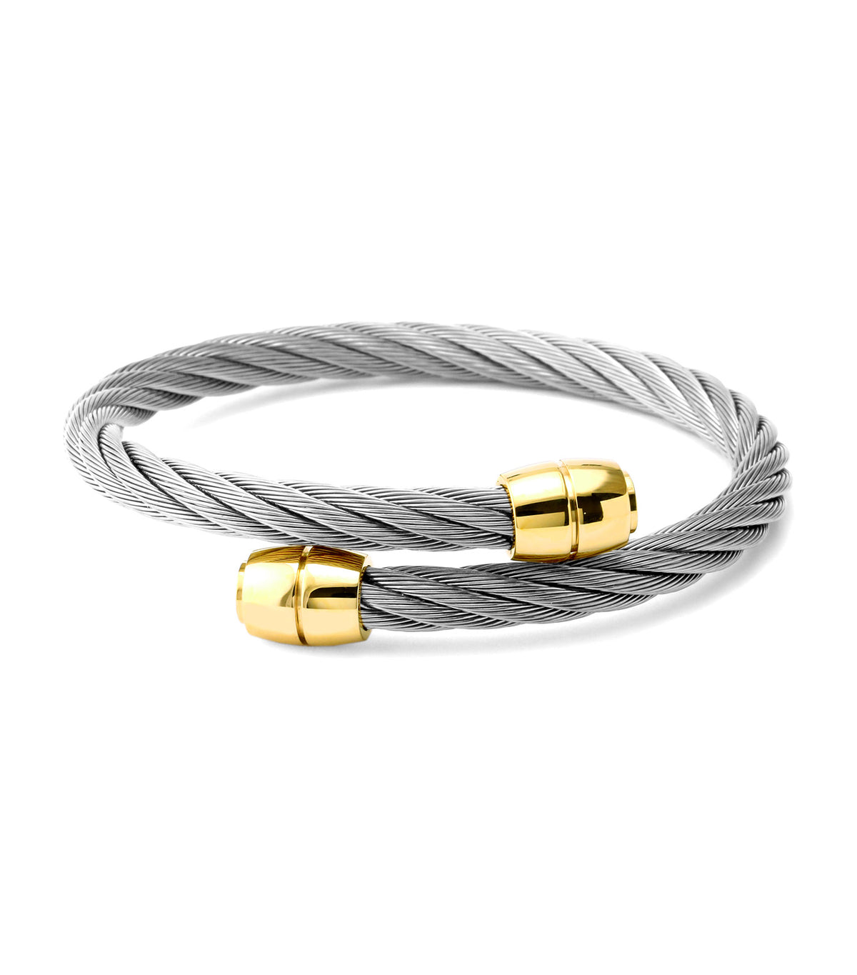 Celtic Barrel Bangle Stainless Steel and Yellow Gold