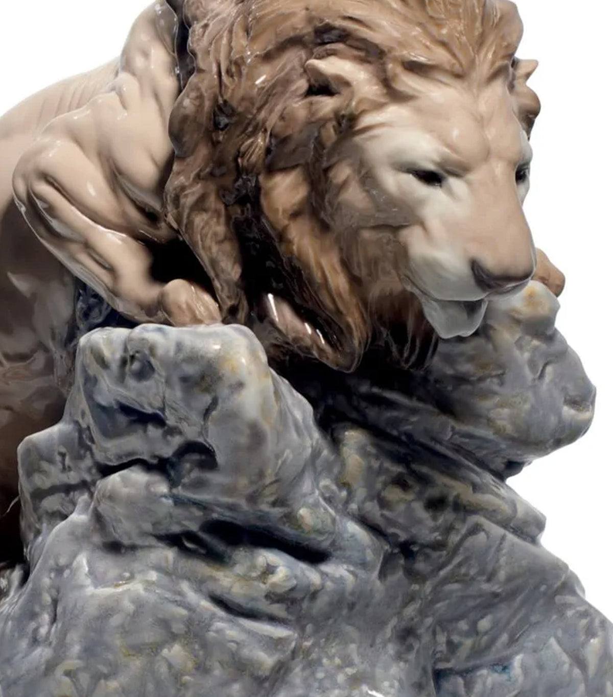 Lion Pouncing Figurine