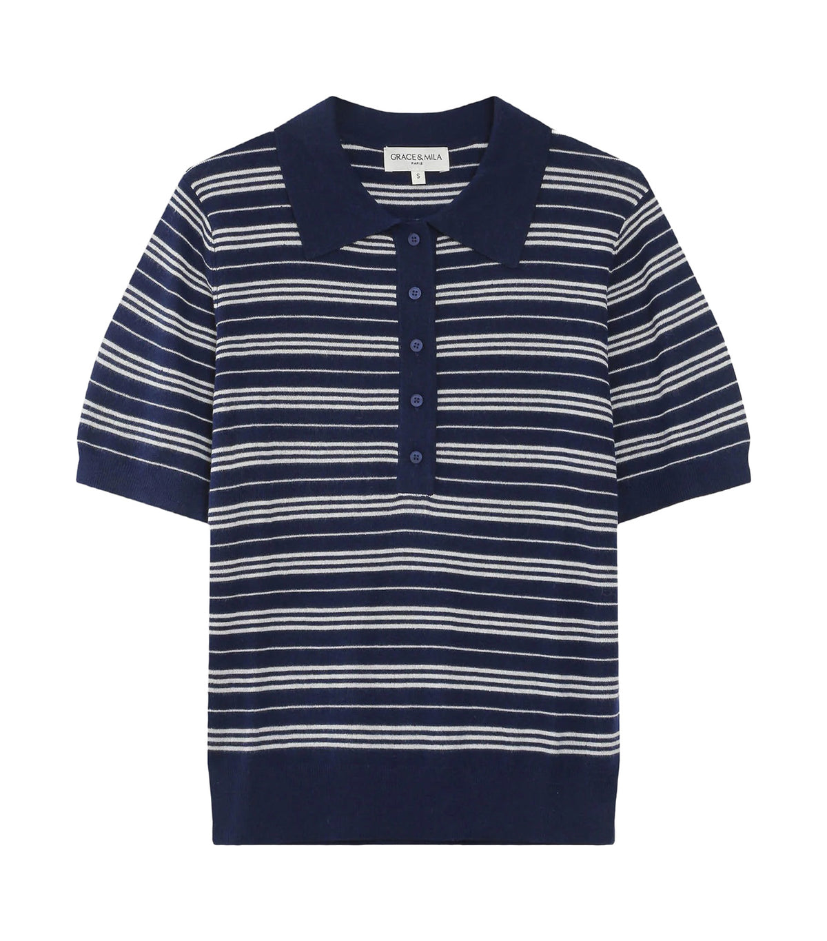 Veracruz Striped Short-Sleeve Polo Marine