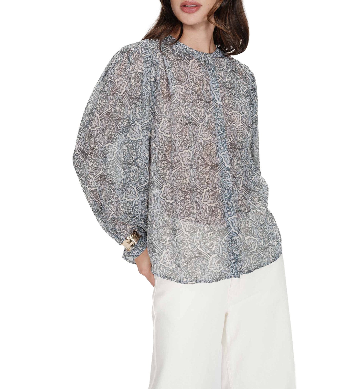 Vertueuse Puff-Sleeved Blouse Sky Blue
