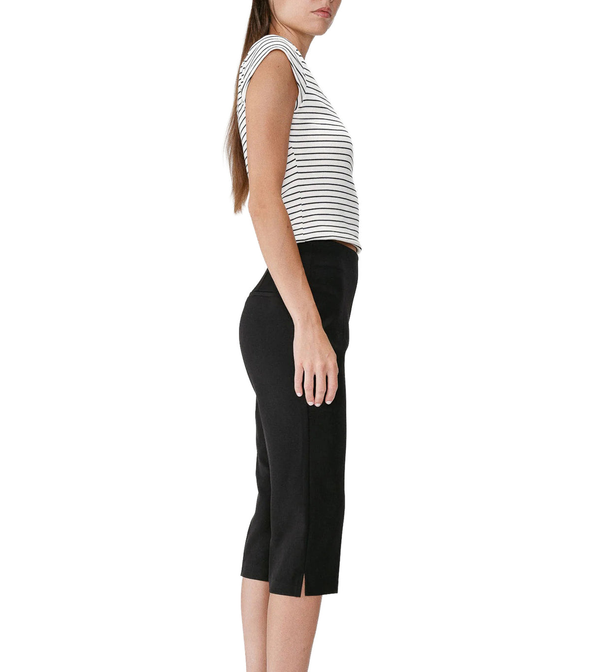 Where Fitted 7/8-Length Capri Trousers Black
