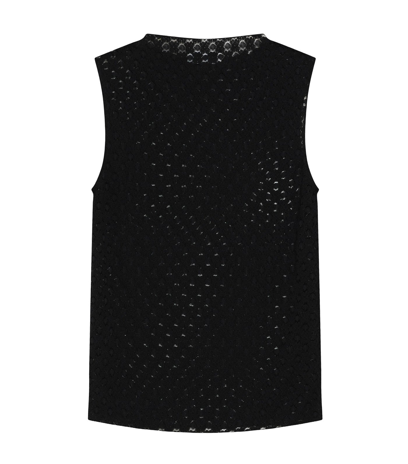 Vintie Fitted Sleeveless Lace Crew-Neck Top Black