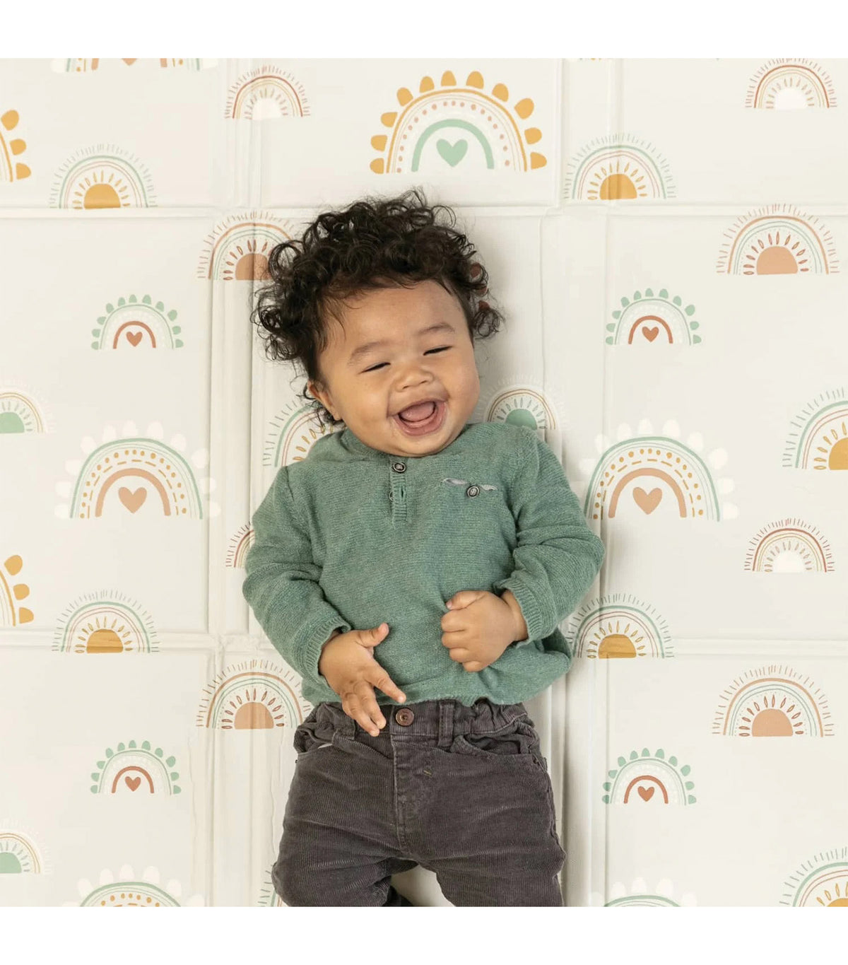 Foldable Soft Foam Mat Beige/Green