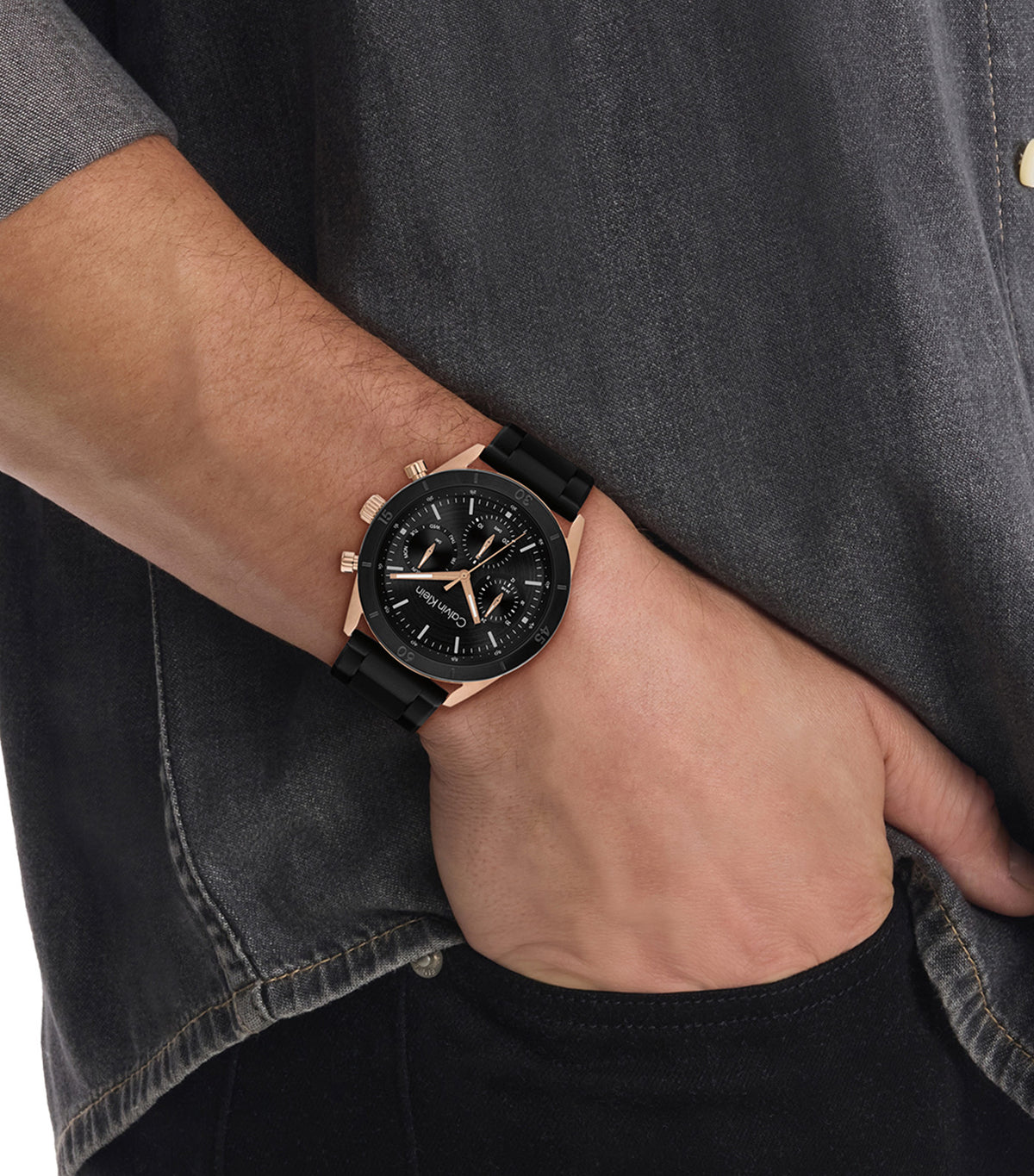 Performance 25200567 Silicone Watch Black/Rose Gold