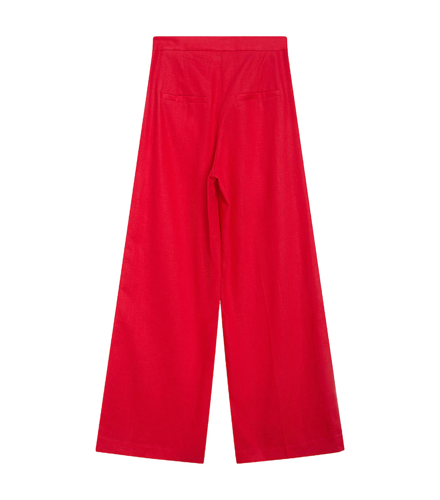 Wesley High-Waisted Wide-Leg Linen Trousers Red
