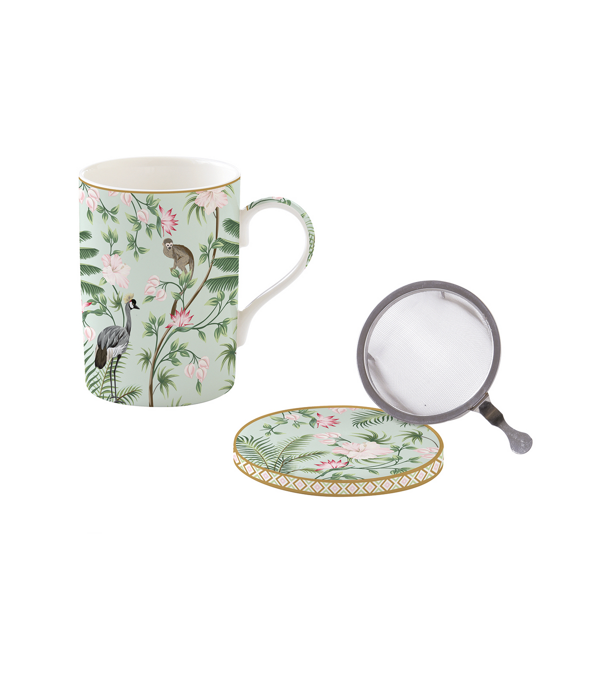 Wild Tropical Porcelain Mug and Infuser Set of 3