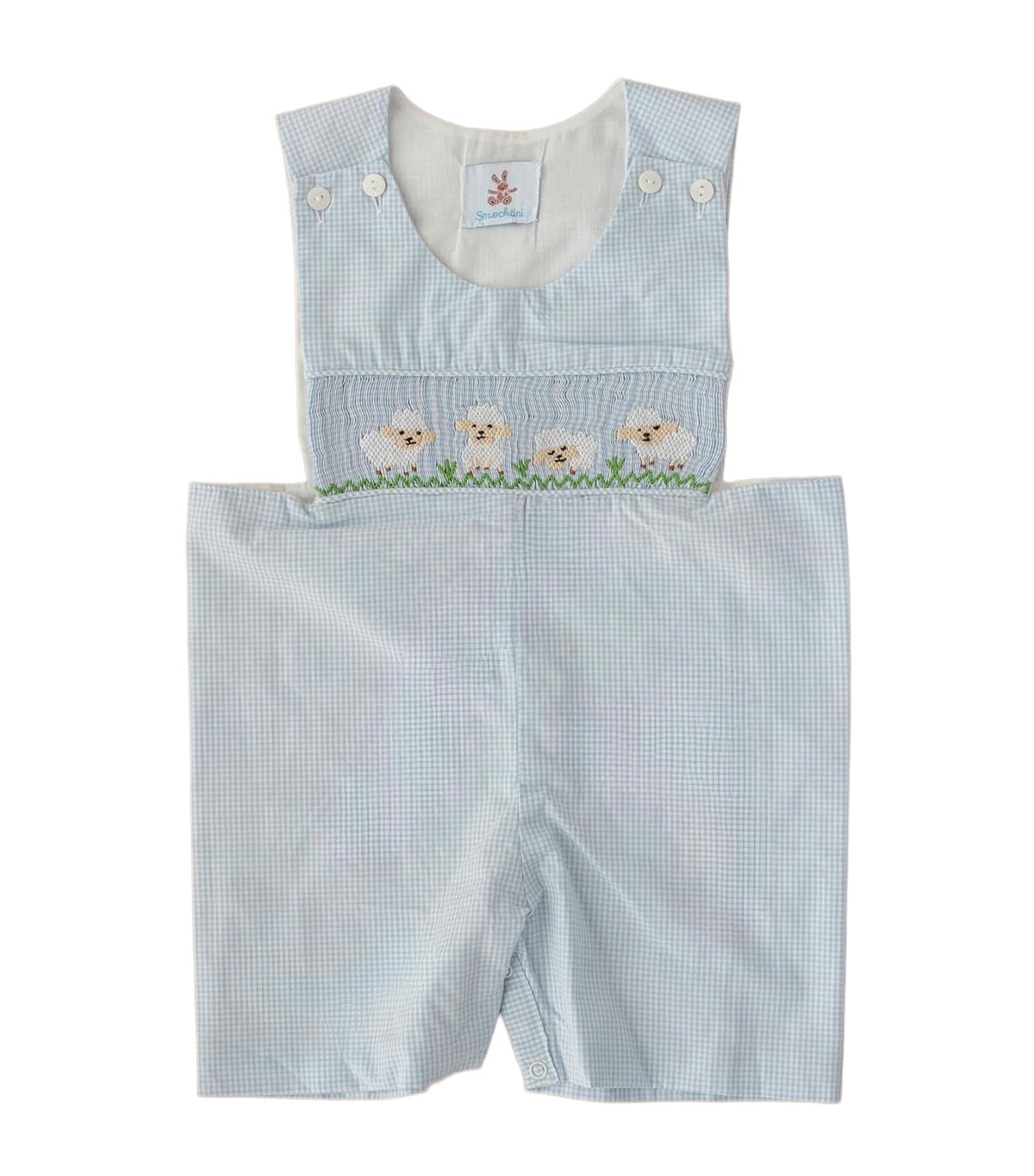 Boys Little Lamb Smocked Romper Light Blue