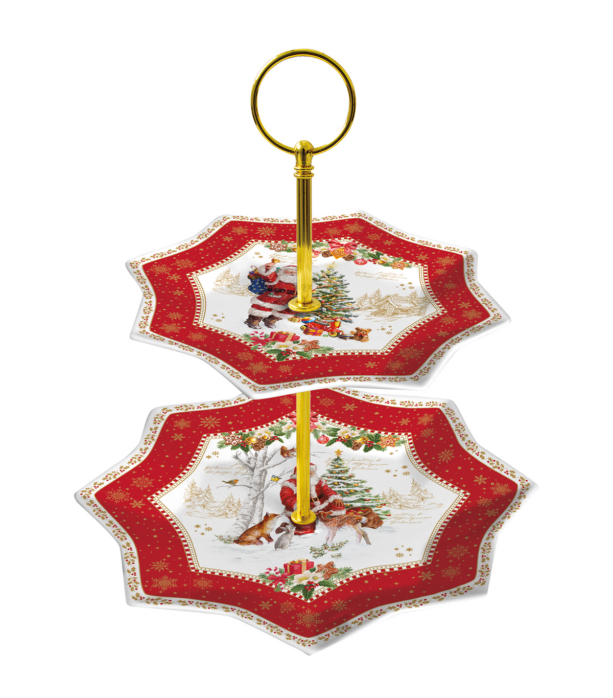 Christmas Memories Porcelain 2-Tier Cake Plate